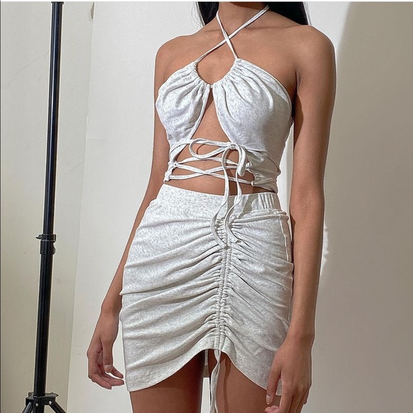 Kim Shui Tops - Worn twice Kim Shui grey stretch cotton two piece set